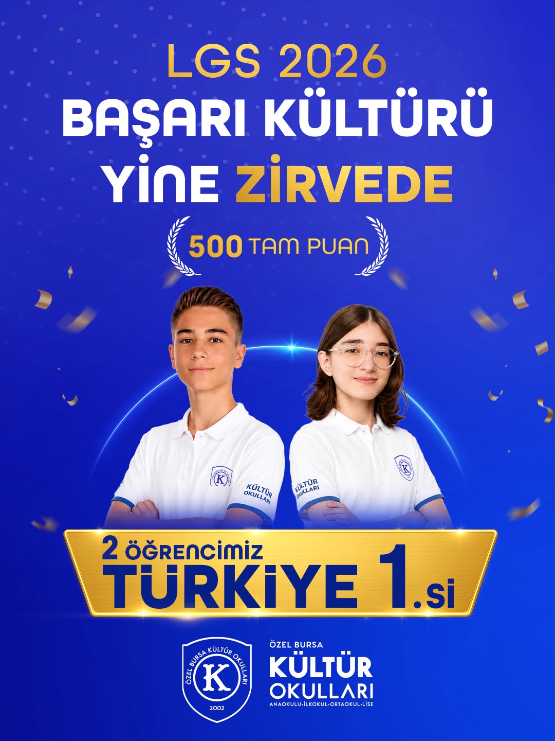 LGS 2026’da 2 öğrencimiz Türkiye 1.si olarak bizlere büyük bir gurur yaşattı.